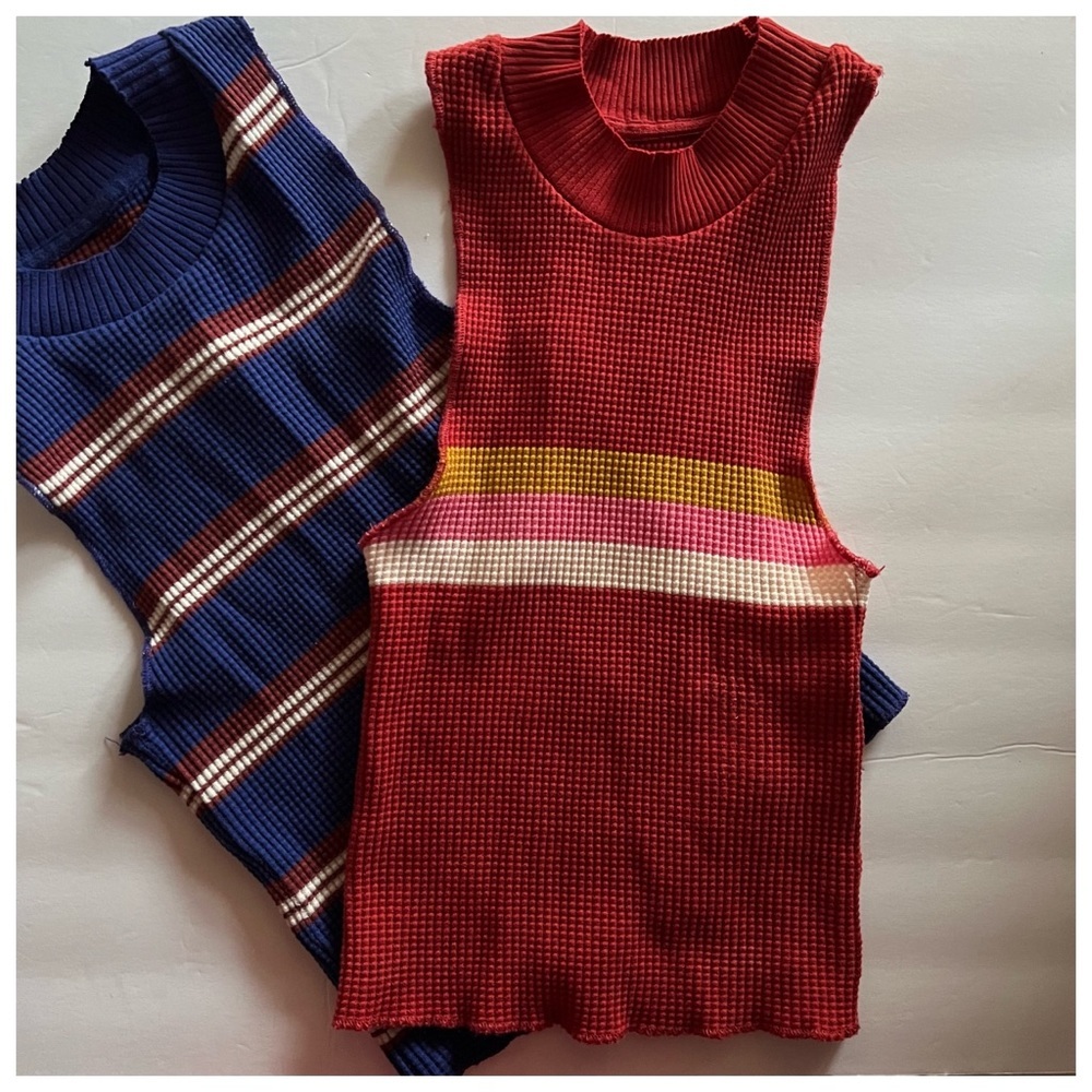 BDG Paula Waffle Racerback Tank in Red - Picture 4 of 7